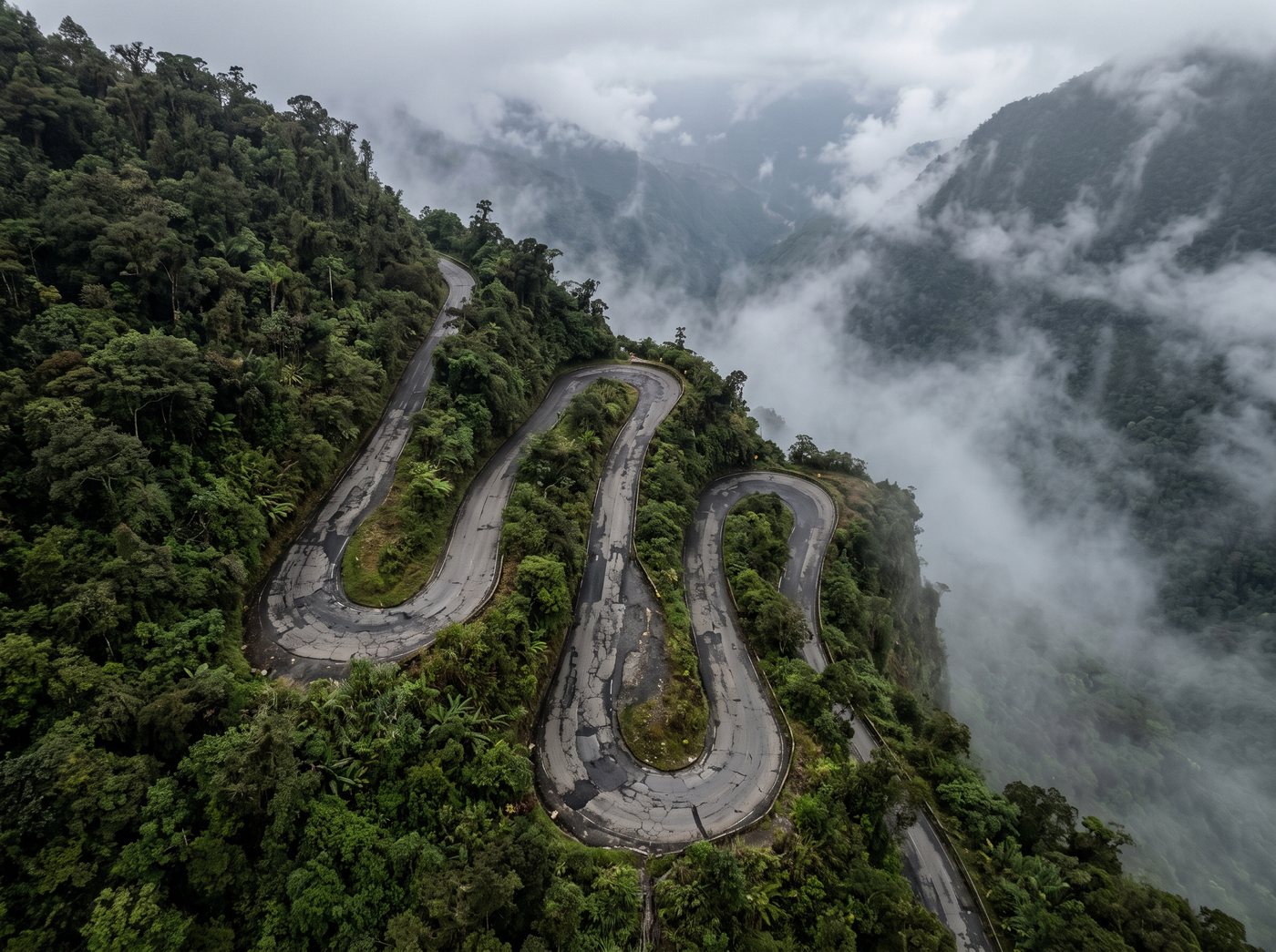 Carretera de montaña estrecha y expuesta, la ruta que se evita